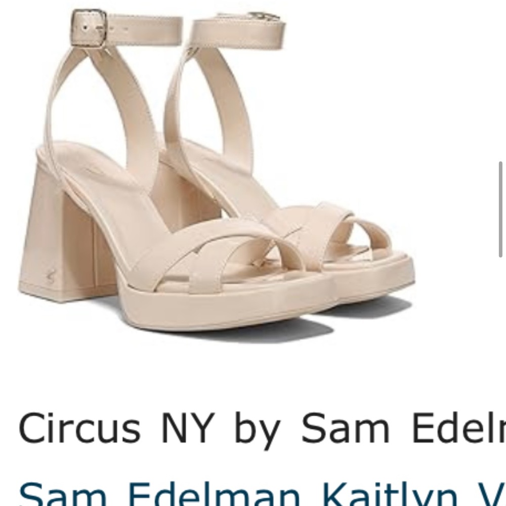 NEW Sam Edelman Nude Block Heel Platform Sandal with Ankle Strap